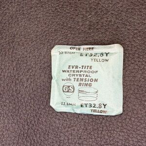 NOS GS Evr-tite Waterproof Watch Crystal w/ Tension Ring. ET32.8Y 32.8mm Sealed
